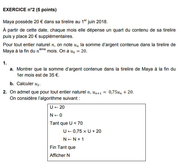 Bac ES-L (sp et obligatoire) Liban 2018 mathmatiques : image 3