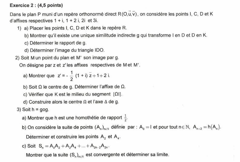 Bac Maths (contrle) Tunisie 2019  : image 2