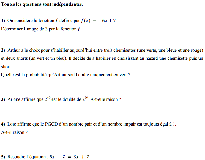 Sujet de Mathmatiques du Brevet 2015 : image 4
